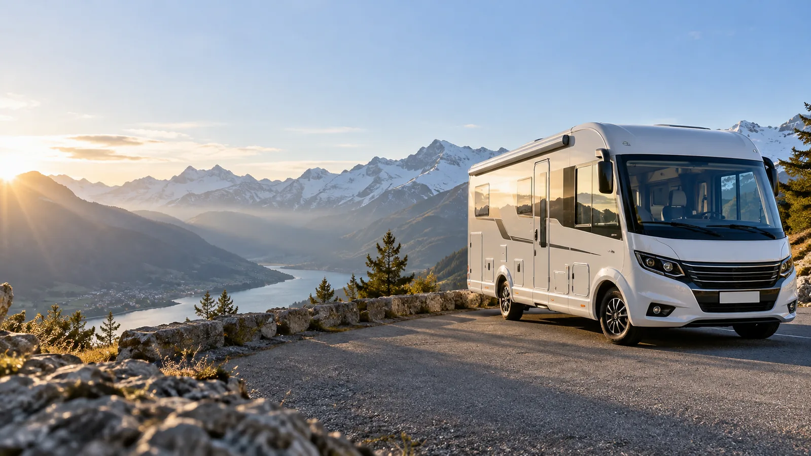 Camping-car haut de gamme assuré en tous risques lors d’un voyage en montagne